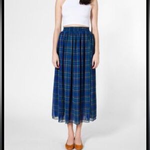 American Apparel Chiffon Plaid Skirt